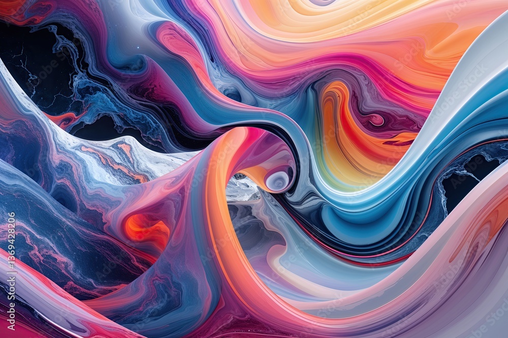 Aufkleber contemporary abstract geometric canvas with soft dynamic gradient hues and fluid marble texture