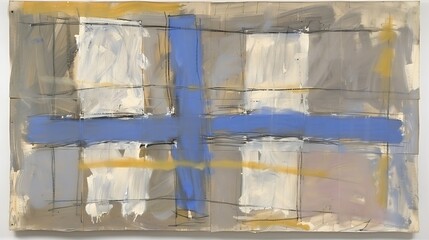 An abstract art painting with bold lines and color