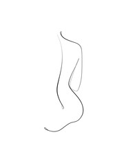 A woman's nude back and tied hair is drawn in one line art style. Printable art.	