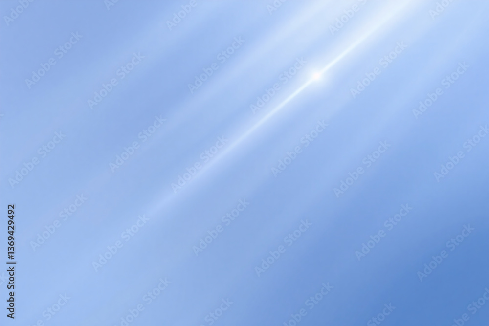 Poster soft light blue gradient backdrop featuring a diagonal white stripe with a bright, star-like point o