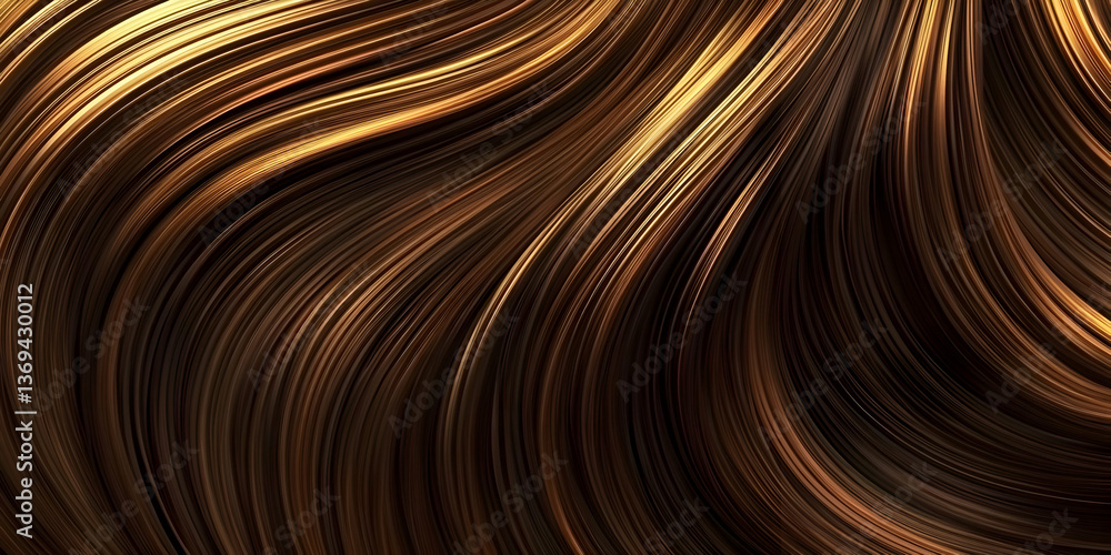 Poster abstract 3d rendering of brown and gold swirling lines: a luxurious background image with elegant, f
