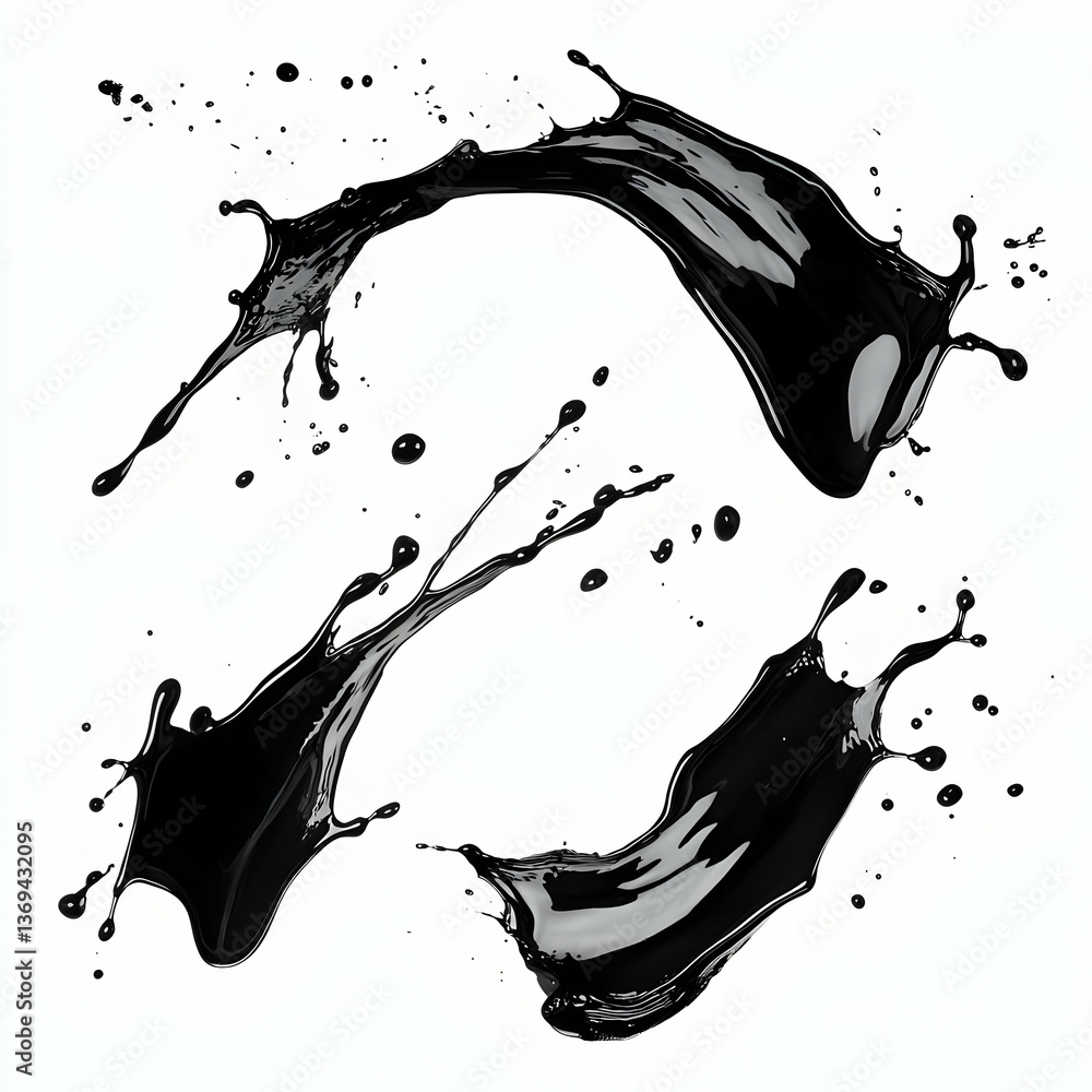 Poster dynamic black liquid splashes creating abstract art background