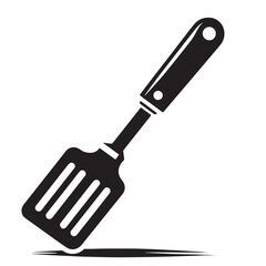 Black Color Spatula Silhouette Vector Illustration, Solid White Background