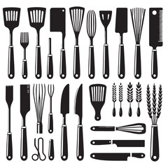 Black Color Spatula Silhouette Vector Illustration, Solid White Background
