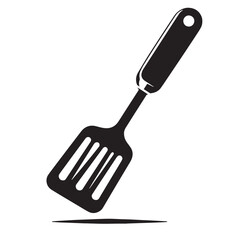 Black Color Spatula Silhouette Vector Illustration, Solid White Background