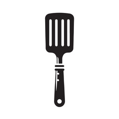 Black Color Spatula Silhouette Vector Illustration, Solid White Background