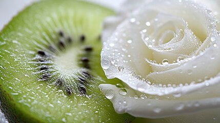 Dew-Kissed Kiwi and White Rose A Symphony of Freshness
