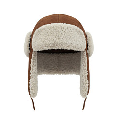 Brown fur-lined trapper hat, isolated on transparent background. © PNG Lab