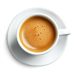 Fototapeta premium Espresso shot on a white plate coffee beverage minimalist style isolated perspective culinary art