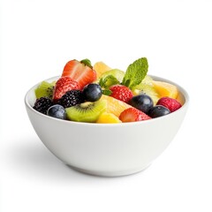 Fresh fruit salad display kitchen counter food photography clean environment close-up healthy eating