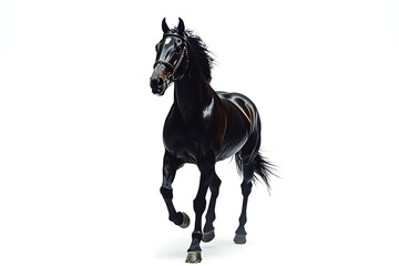 Black Horse Runs Gracefully, Majestically