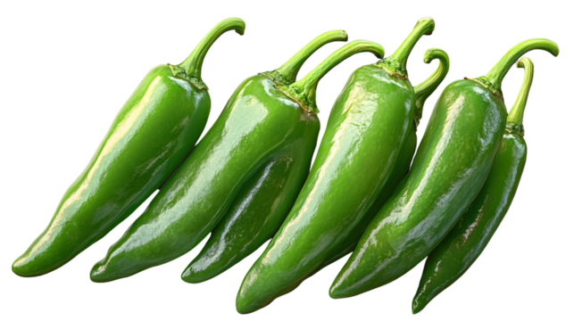 Green Chili Peppers: A close-up captures a vibrant array of fresh, green chili peppers. The image showcases their glossy skin, and textured details.