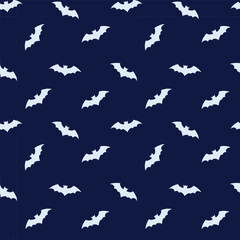 Halloween bat flat style monochrome minimalist on dark blue background