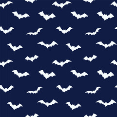 Halloween bat flat style monochrome minimalist on dark blue background