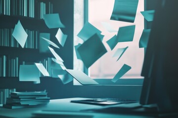 A concept desktop where files and folders appear as floating, interactive objects.