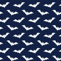 Halloween bat flat style monochrome minimalist on dark blue background