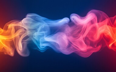 Fototapeta premium Abstract colorful smoke swirls on dark background.