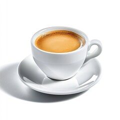 Fototapeta premium Minimalist espresso shot close-up artistic coffee photography on white background