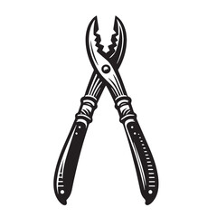 Black Color Tongs Silhouette Vector Illustration, Solid White Background