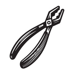 Black Color Tongs Silhouette Vector Illustration, Solid White Background