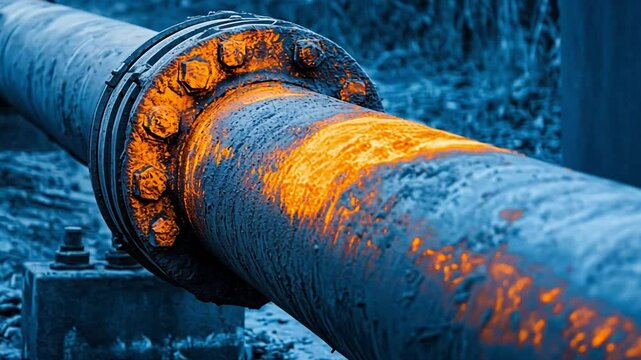 Industrial Pipe: Highlighting a section of robust industrial pipe, revealing the intricate details of the metalwork. The image captures the essence of industry and the mechanics of production.