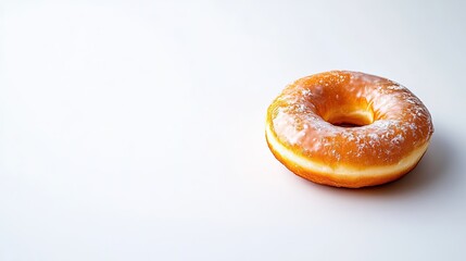 Fresh Glazed Donut on White Background Perfect for Dessert Photoshoot