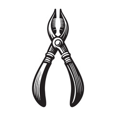 Black Color Tongs Silhouette Vector Illustration, Solid White Background