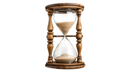 Time's Flow: Captivating close-up of an elegant antique hourglass, with the sand flowing gently, highlighting the concept of time, deadlines, and timelessness. 