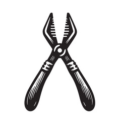 Black Color Tongs Silhouette Vector Illustration, Solid White Background