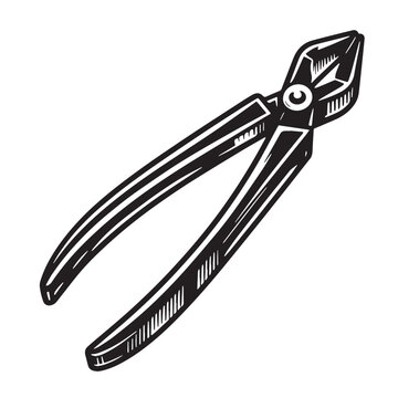black and white wire cutter tool clip art preview