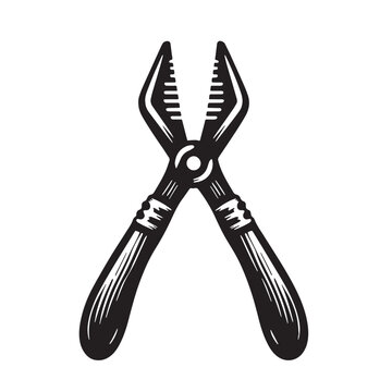 black and white pliers tool clip art preview