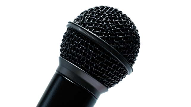 Speak Up: A close-up studio shot of a professional microphone. Capturing its intricate design.