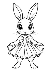 Bunny in Tutu Coloring Page