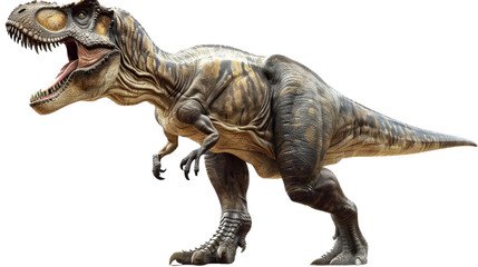 Fototapeta premium Tyrannosaurus Rex: A formidable Tyrannosaurus Rex roars, its jaws agape, a fearsome display of ancient power and scale, ready to captivate and transport you to a prehistoric world.