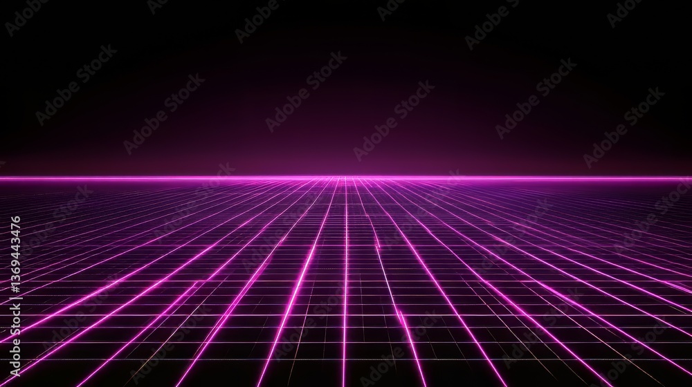 Aufkleber abstract pink grid extends into the darkness, creating a futuristic and technologically advanced aes