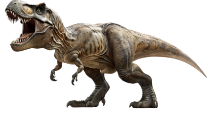 Tyrannosaurus Rex: A fearsome Tyrannosaurus Rex, its massive jaws agape, stands poised, evoking the prehistoric world.