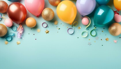 Obraz premium Pastel balloons and confetti border