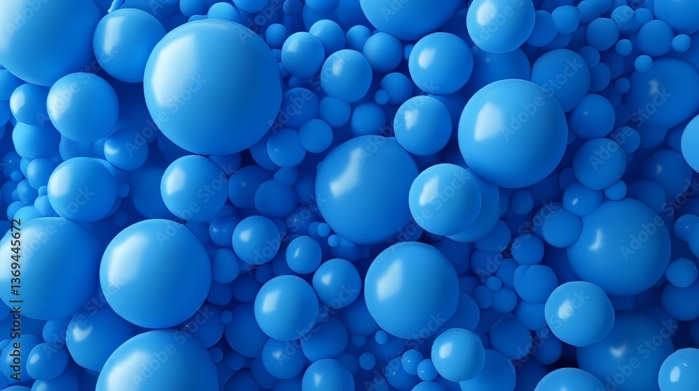 Poster a multitude of vibrant blue spheres clustered together, creating a visually striking three-dimension