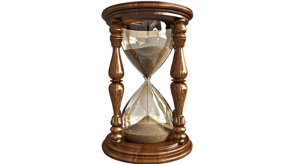  Time's Passage: A detailed image showcases an hourglass, its wooden frame elegantly contrasting with the flowing sand, symbolizing the ephemeral nature of time.