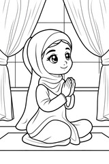 Muslim Girl Coloring Page