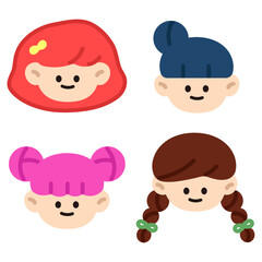 다양한 헤어스타일의 귀여운 캐릭터들