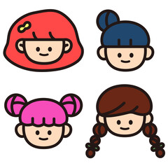 다양한 헤어스타일의 귀여운 캐릭터들