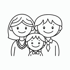 Stick Figure Family - Simple Line Drawing Illustration. happy family vector illustration