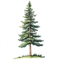 tall slender pine tree illustration