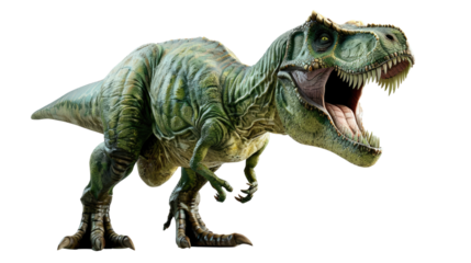 Tyrannosaurus Rex: Witness the awe-inspiring detail of a photorealistic Tyrannosaurus Rex, an apex predator of the prehistoric era, captured in a striking pose.