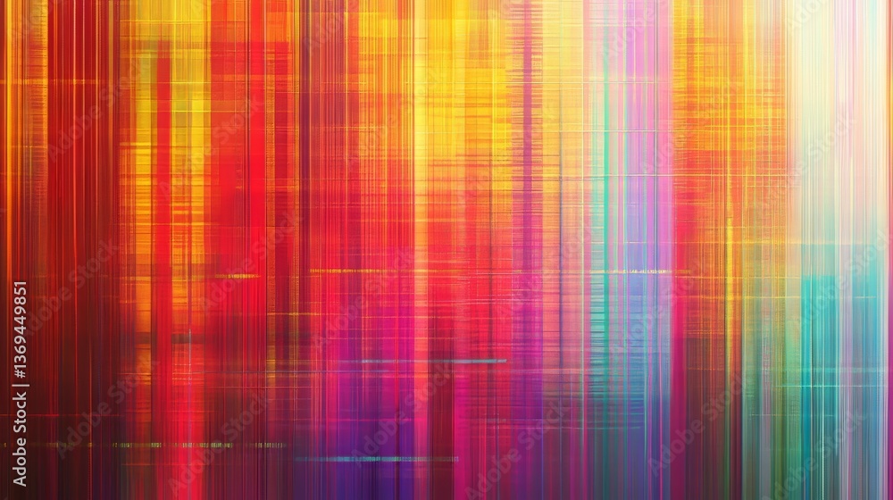 Poster vibrant abstract art featuring colorful vertical lines and a blurred, textured appearance creating a