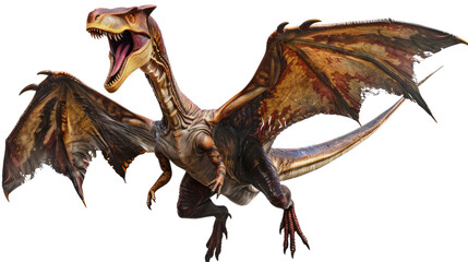 Fototapeta premium Majestic Dragon Soaring Through the Sky: A captivating dragon, with its fierce expression, powerful wings, and detailed scales, soars against an expansive, dynamic backdrop.