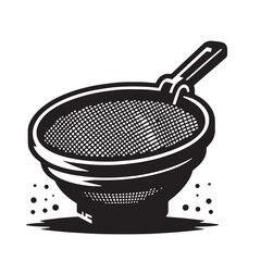 Black Color Whisk Silhouette Vector Illustration, Solid White Background