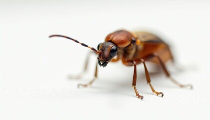 Close-up of single insect on stark white background, high resolution, bright, macro