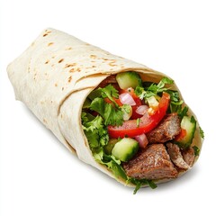 Delicious doner wrap revealed with fresh fillings street food scene open display culinary delight